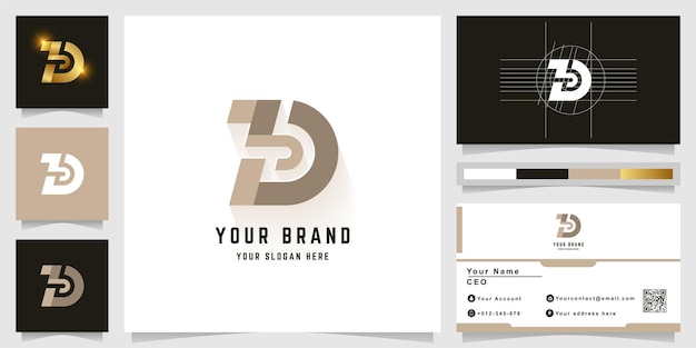 Letter D or ZD monogram logo with business card design