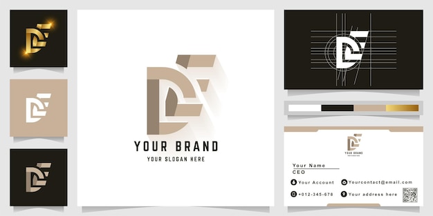 名刺デザインの文字DEまたはCEモノグラムロゴ
