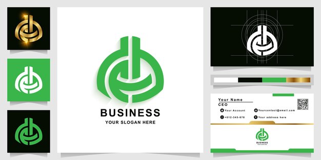 名刺デザインのレターデブまたはラボモノグラムロゴテンプレート