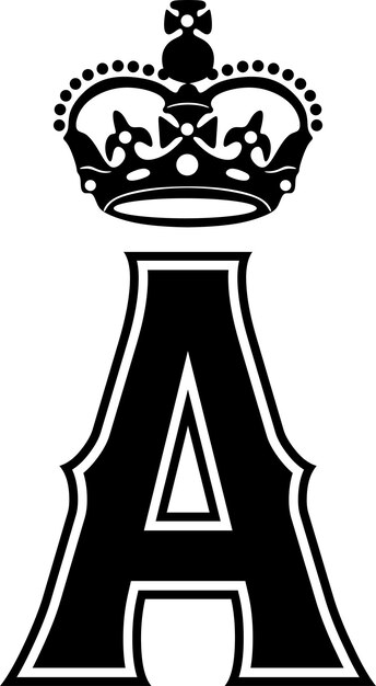 Letter a design with crown handmade silhouette