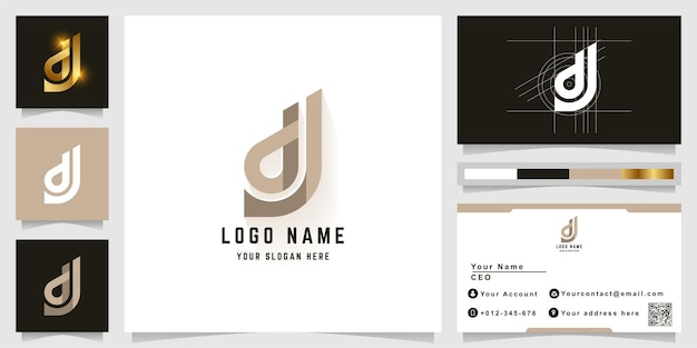 Letter dJ or d monogram logo with business card design