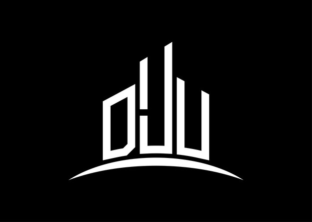 Vector letter dju building vector monogram logo design template building shape dju logo