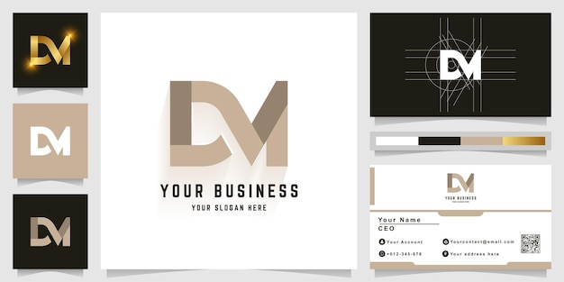 Vector letter dm or dn monogram logo with business card design