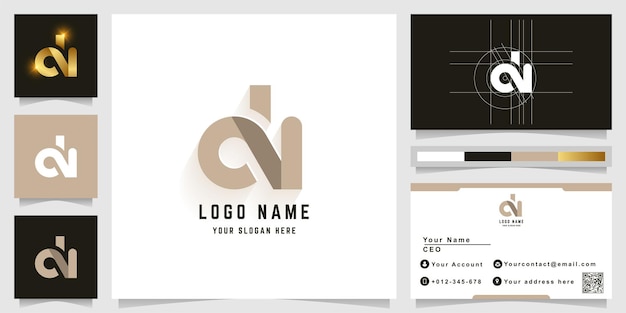 Letter dn or an monogram logo with business card design