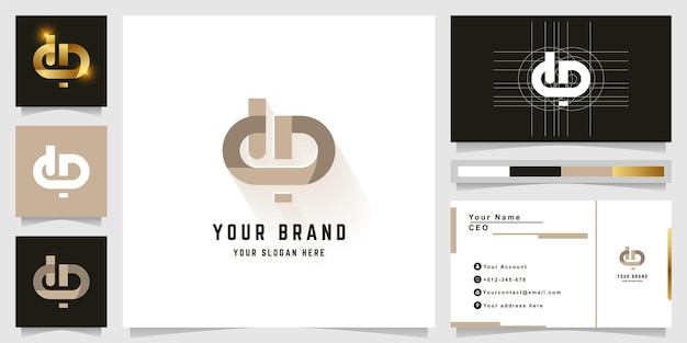 Letter dp of ep monogram logo met visitekaartje ontwerp