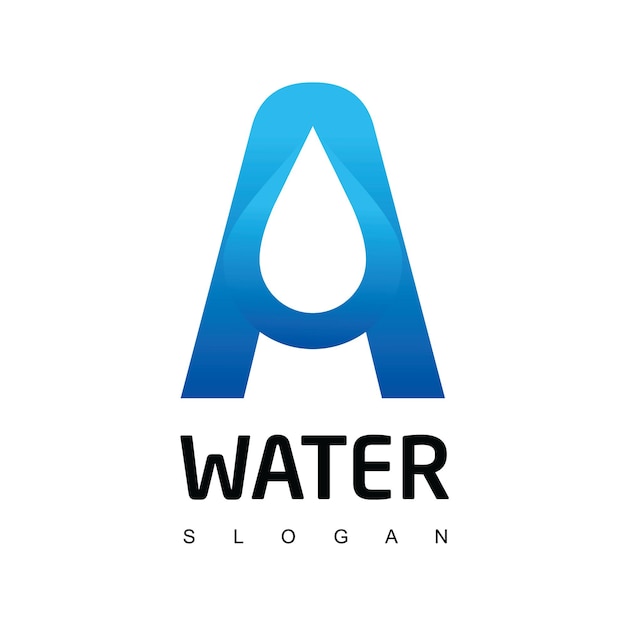 Modello di logo lettera una goccia d'acqua