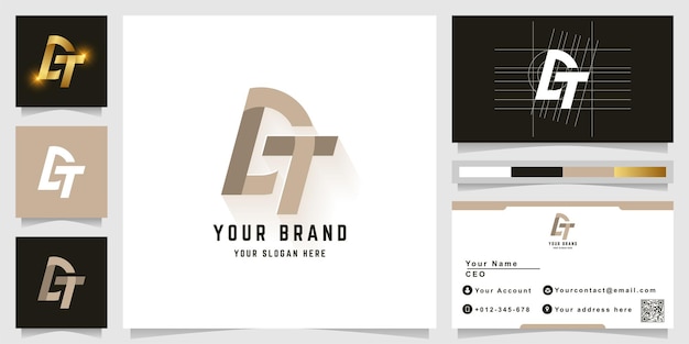 Letter DT or CT monogram logo with business card design