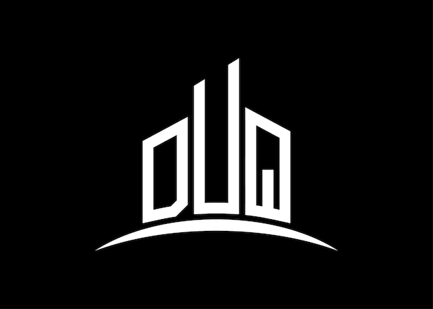 Letter DUQ gebouw vector monogram logo ontwerp sjabloon Building Shape DUQ logo
