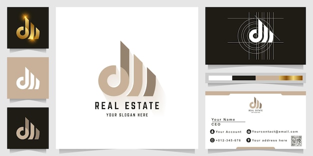 Letter dW, dM or realestate monogram logo with business card design