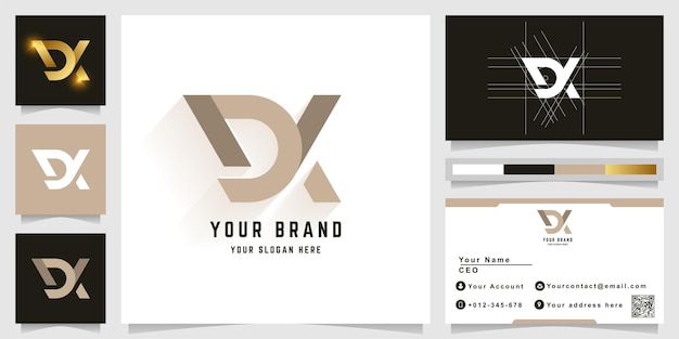 Vector letter dx or dk monogram logo with business card design