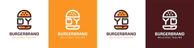 Буква DY и логотип YD Burger подходят для любого бизнеса, связанного с гамбургерами, с инициалами DY или YD.