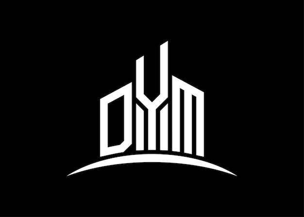 文字 DYM 建物のベクトルモノグラム ロゴデザインテンプレート 建物の形 DYM ロゴ