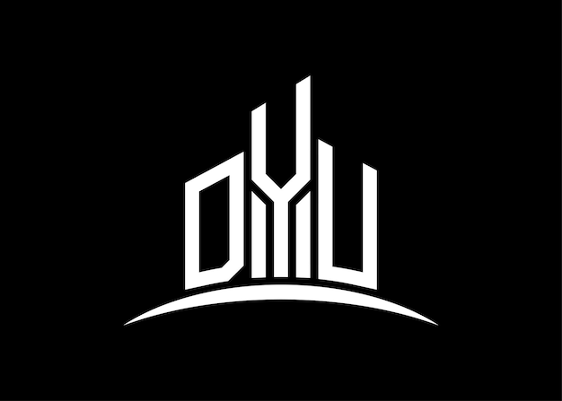 Letter DYU building vector monogram logo ontwerp sjabloon Building Shape DYU logo