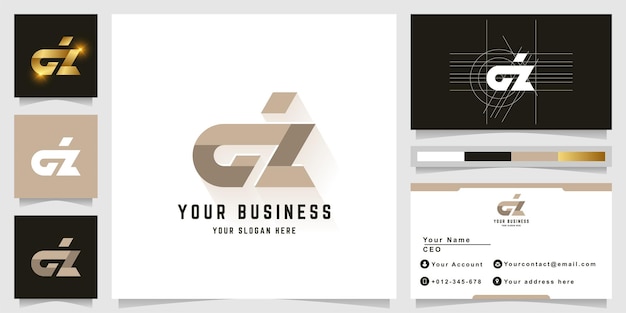 Letter dz or Giz monogram logo with business card design