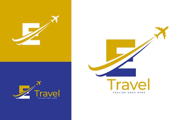 Vector letter e air travel logo vector sjabloon