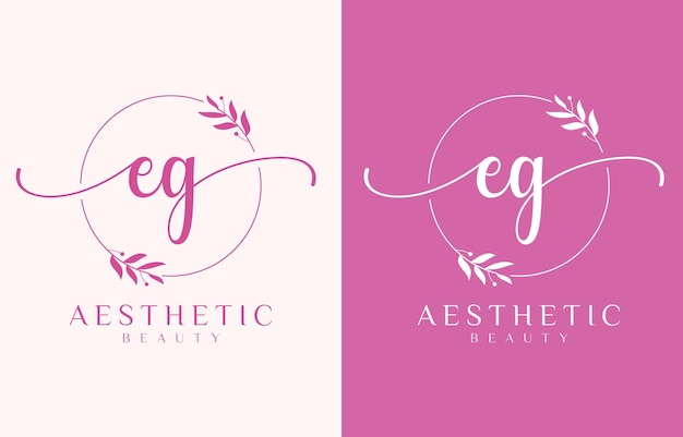letter e beauty logo with flourish ornament
