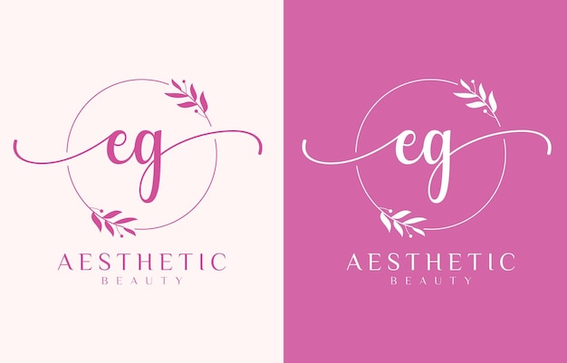 Vettore e beauty letter logo con ornamento fiorito