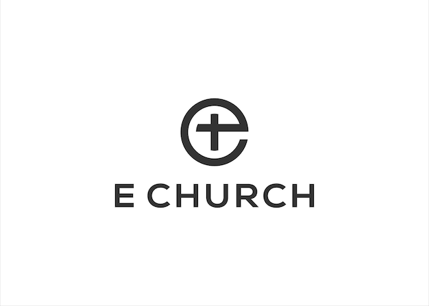 Letter e church logo design template element