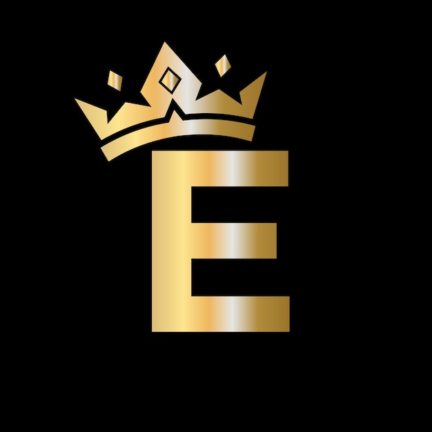 Letter E Crown Logo Crown Logo on Letter E Vector Template for Beauty Fashion Star Elegant Luxury Sign