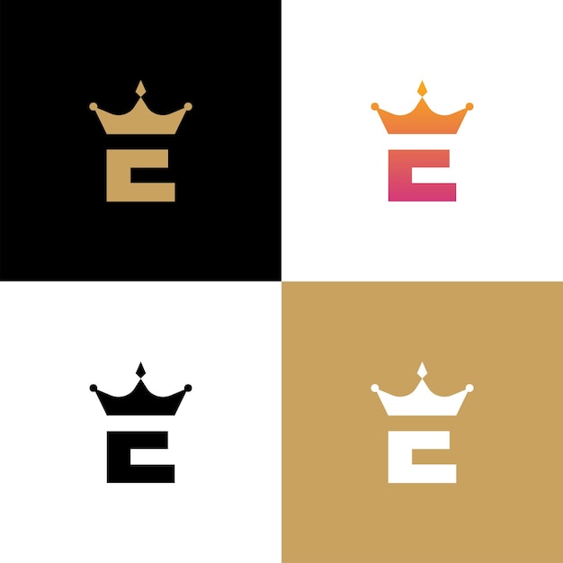 Letter E crown monogram modern creative logo design concept vector icon illustration