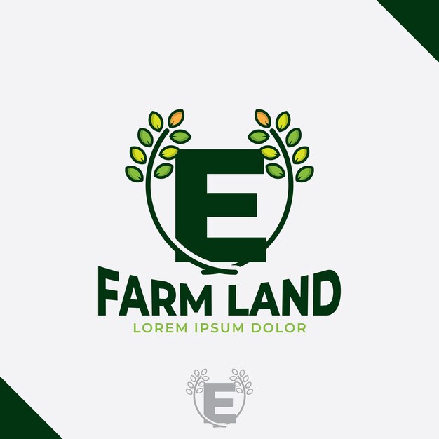 Letter E eco green leaf logo farm logo vector vintage icon flat farm logo green nature icon