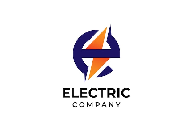 Letter E Electric Logo Letter E en Thunder Bolt combinatie vectorillustratie