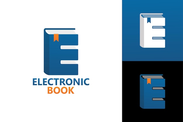 Letter e, elektronisch boek logo sjabloon premium vector