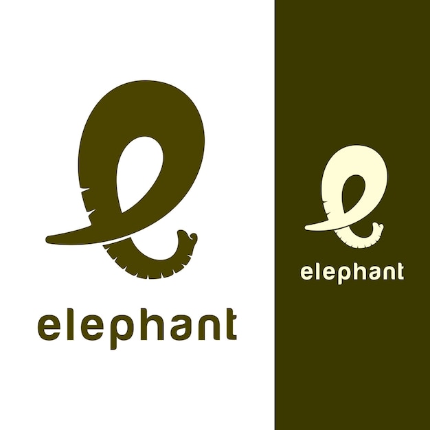 letter e elephant trunk logo