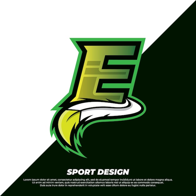 Letter E esport design template with indian fur style gamer and sport logo illustration