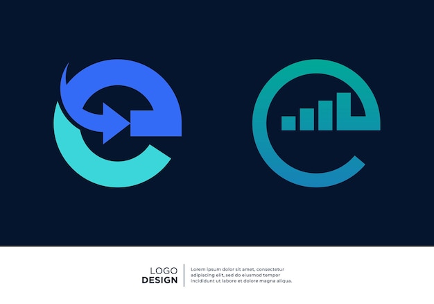 글자 E 금융 다이어그램 로고 디자인