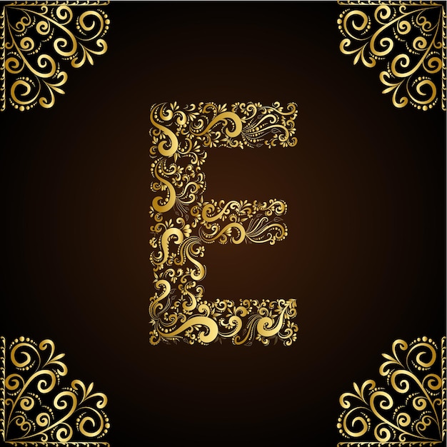 Vector letter e flower abstract art