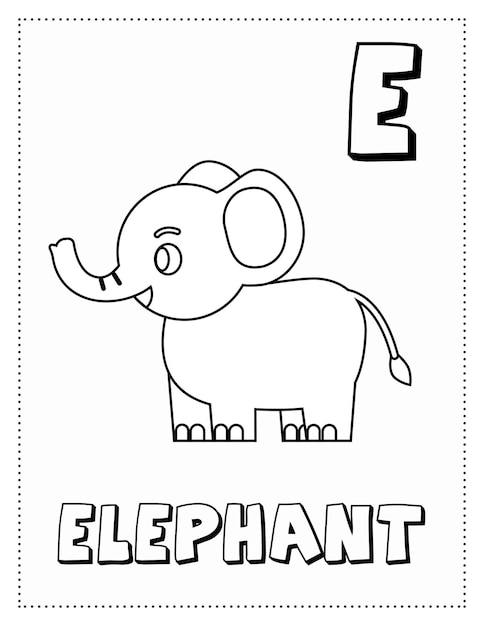 Letter E is voor Olifant kleurplaat Kleurboek letterdieren voor kinderen