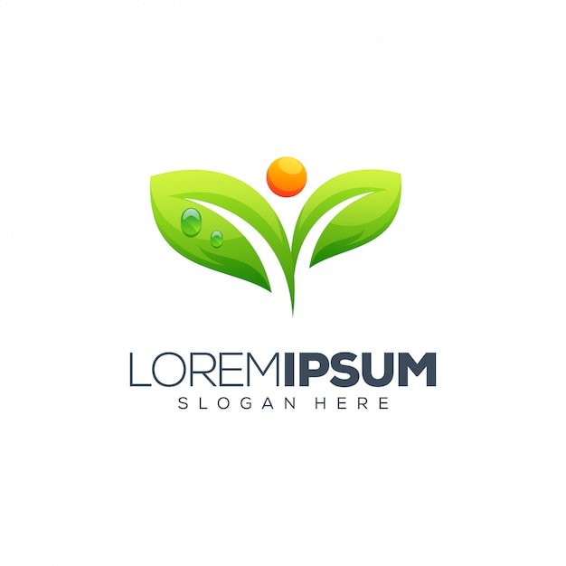 letter e leaf logo template 