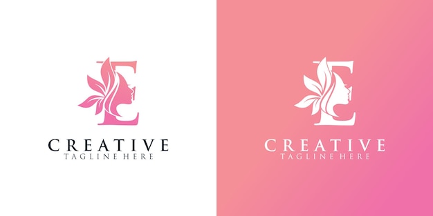 Letter E logo combination beauty logo icon Premium Vector