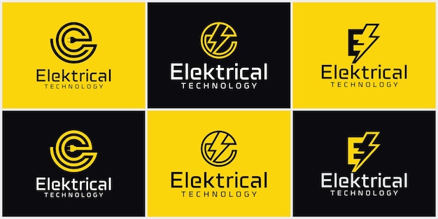 Дизайн логотипа буквы e с комбинацией flash thunder bolt electric e logo vector template