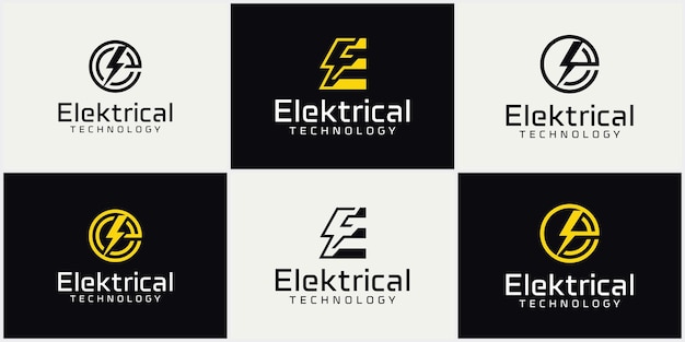 Letter E-logo-ontwerp met Flash Thunder Bolt-combinatie Elektrisch E-logo vectorsjabloon: