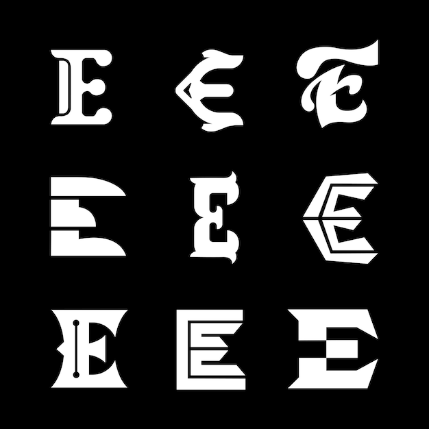 Letter E logo ontwerp zwart-wit Vector AI