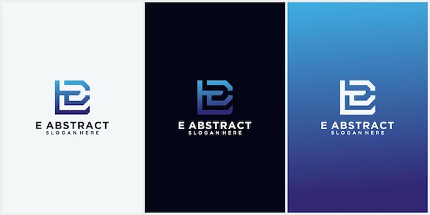 The letter e logo square shape with gradient color digital abstract technology logo the letter e