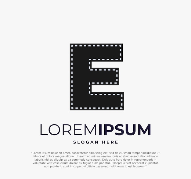 Letter E logo for strip film vector illustration and white background