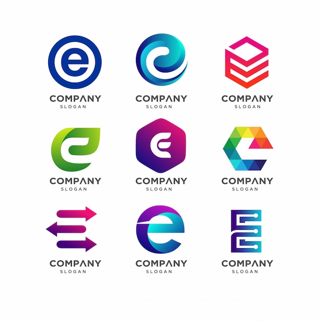 Vector letter e logo template collection