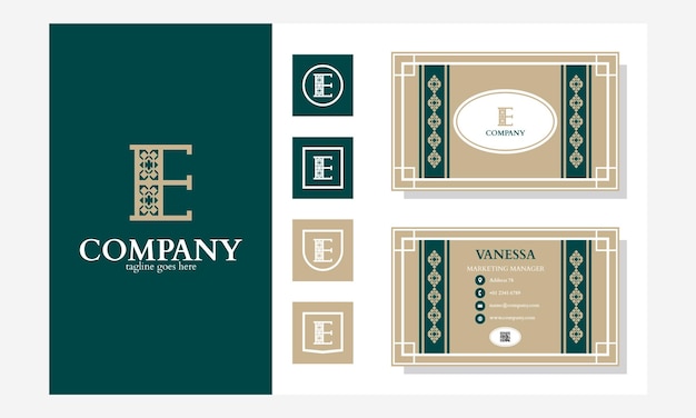 Letter E logo with business card