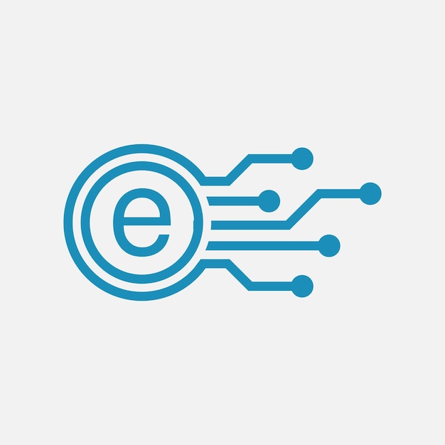 Letter e Logo With Circle Technology.