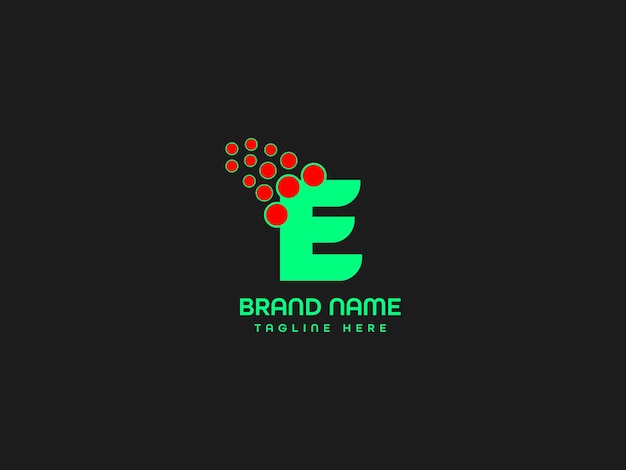 A letter e logo with a green letter e