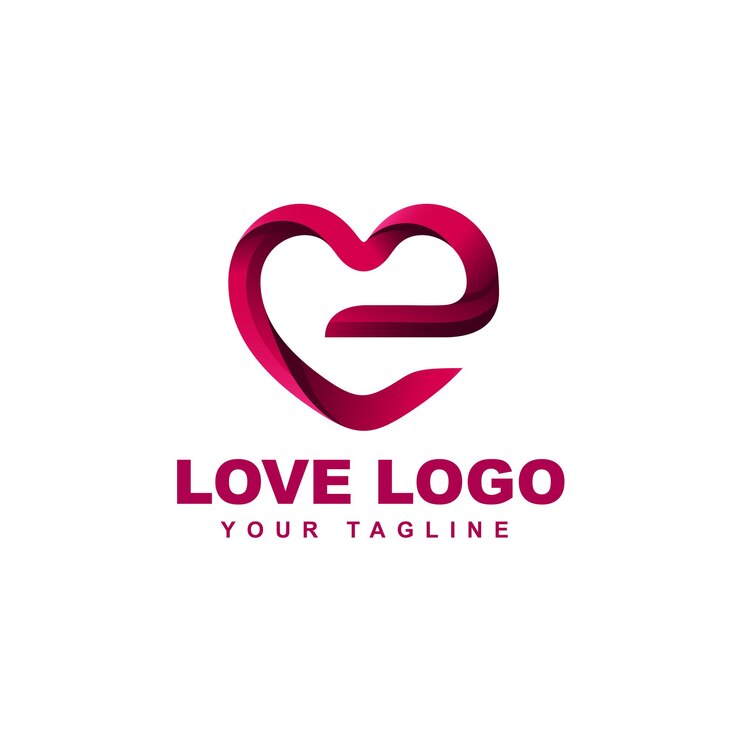 Letter e logo with healthy and love concept.