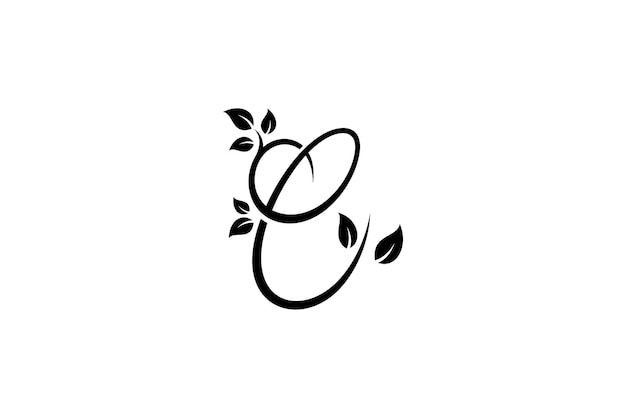 Letter E logo with leaf elements in simple design