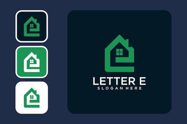 letter e met onroerend goed logo-ontwerp