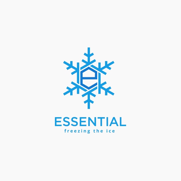 Letter E met sneeuwvlok logo E monogram ijs kristal ijs icoon vector illustratie