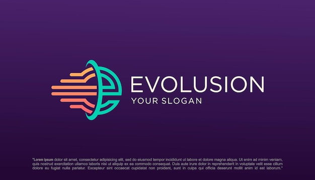 Letter e motion logo design symbol evolution for technology digital