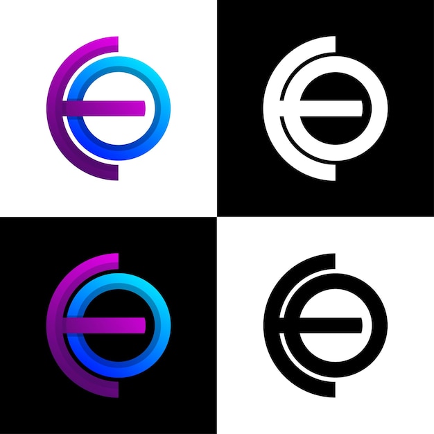 Letter E and O gradient logo design