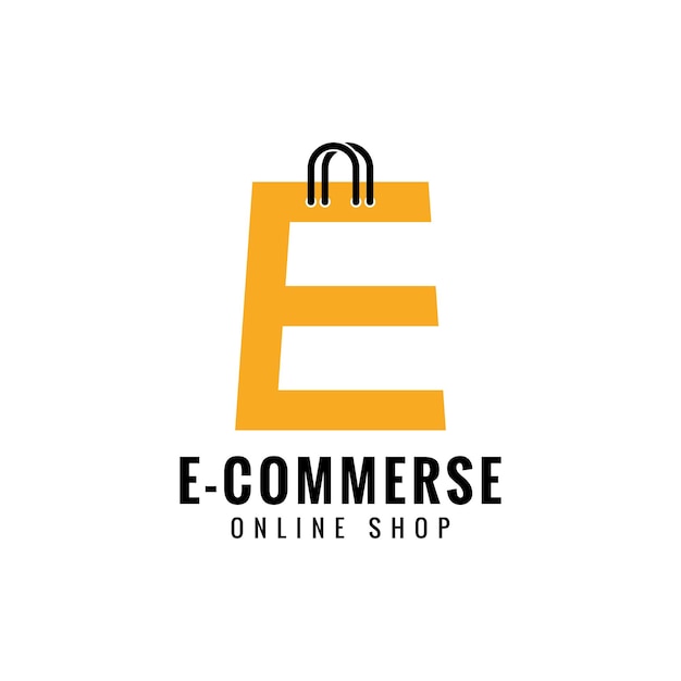 Letter e online shop logo design vector